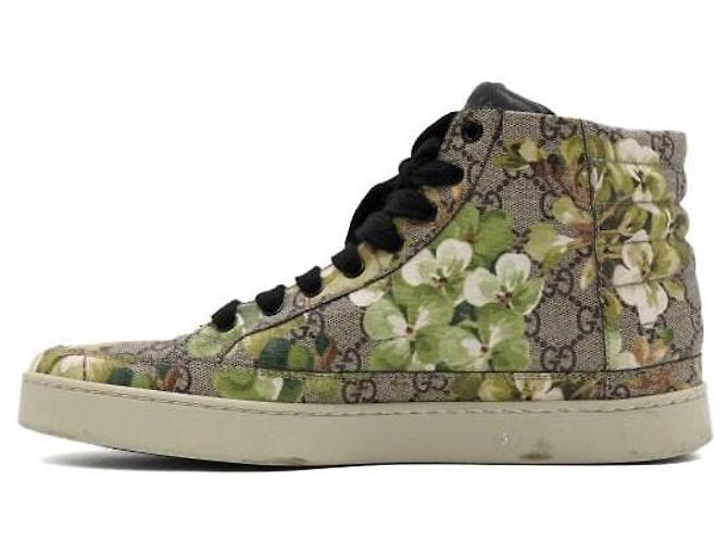 Gucci Sneakers alte GG Canvas Green Bloom - vista 4