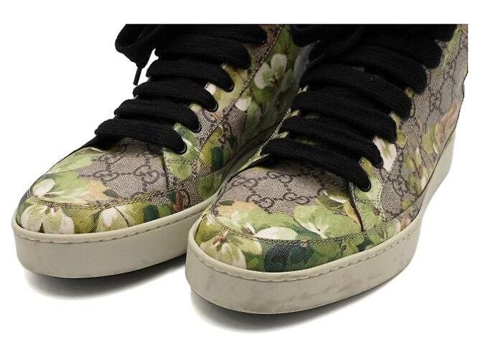 Gucci Sneakers alte GG Canvas Green Bloom - vista 5