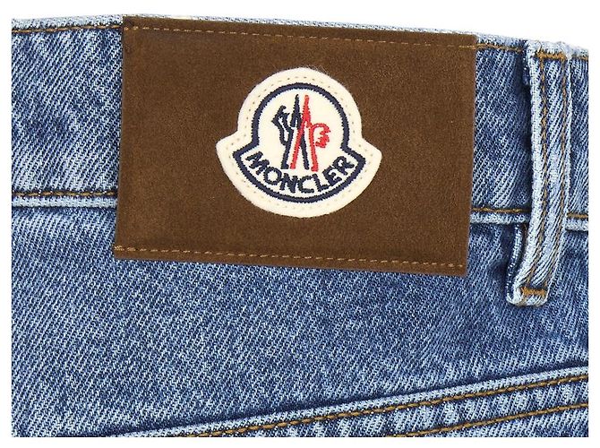 Jeans in denim blu Moncler da uomo in cotone - vista 7