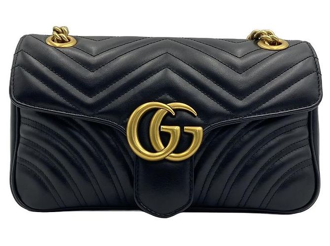 Gucci Borsa a tracolla e spalla GG Marmont in pelle matelassé Small, Nero - vista 12