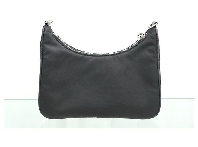 Prada Borsa a tracolla Hobo Re-Edition in nylon nera - vista 3