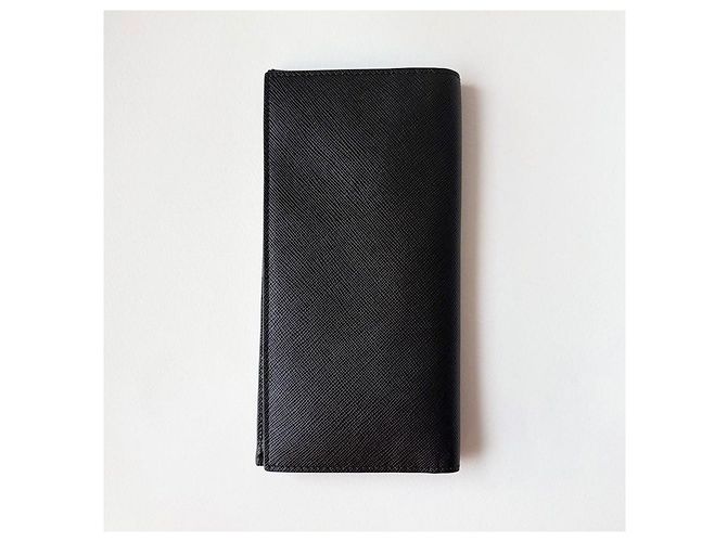 Prada Saffiano Long Wallet for Men Black - view 2