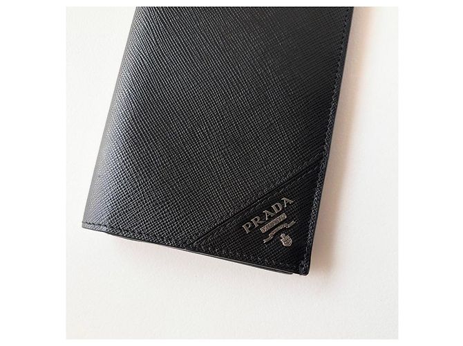 Prada Saffiano Long Wallet for Men Black - view 3