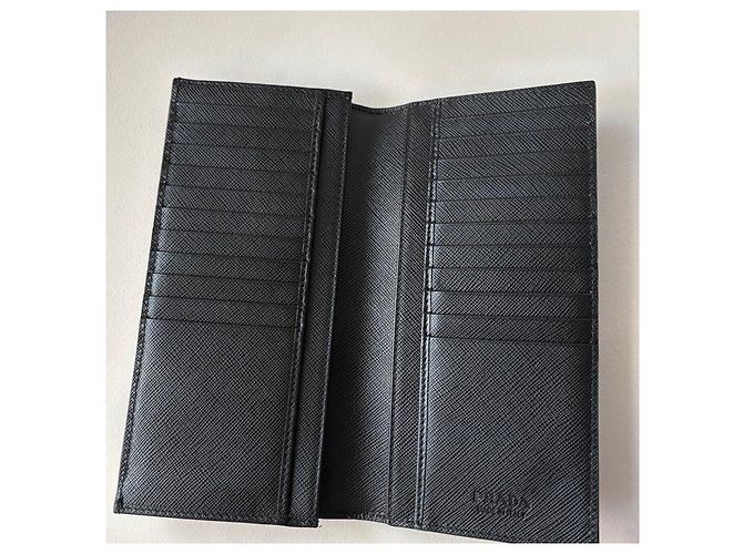 Prada Saffiano Long Wallet for Men Black - view 4