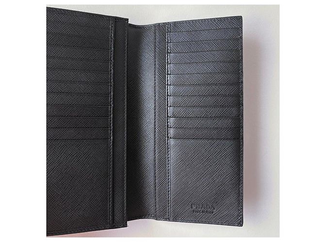 Prada Saffiano Long Wallet for Men Black - view 5