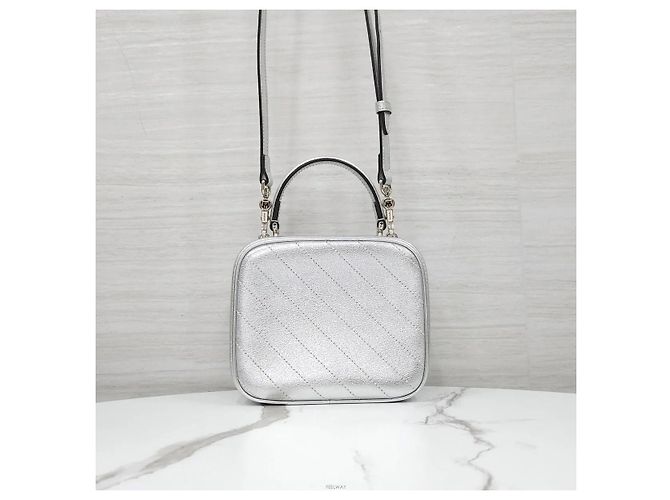 Gucci Nuova Borsa Blondie Mini Top Handle Argento Metallizzato - vista 3