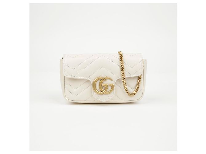 Gucci Borsa Super Mini GG Marmont Matelassé White - vista 2
