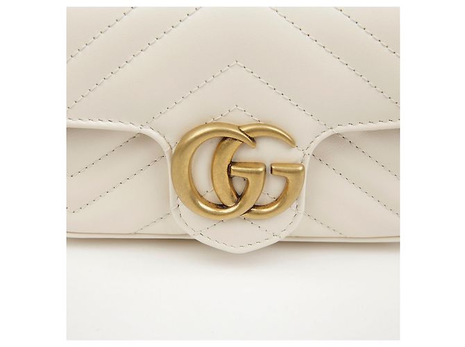 Gucci Borsa Super Mini GG Marmont Matelassé White - vista 3