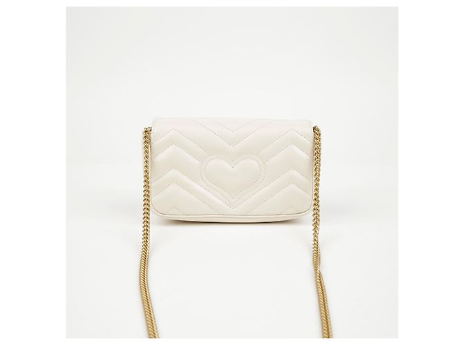 Gucci Borsa Super Mini GG Marmont Matelassé White - vista 4
