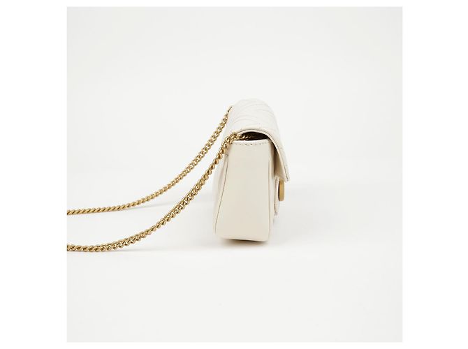 Gucci Borsa Super Mini GG Marmont Matelassé White - vista 5