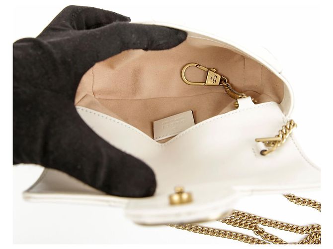 Gucci Borsa Super Mini GG Marmont Matelassé White - vista 8