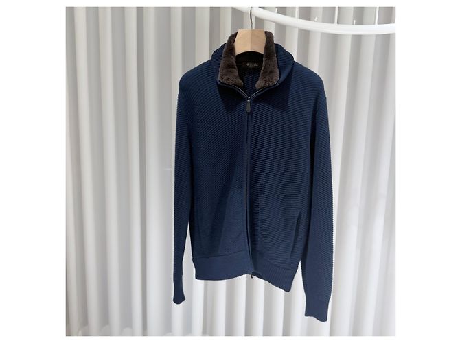 Loro Piana Cashmere Blouson Zip Jacke in Navy (Größe - Ansicht 2