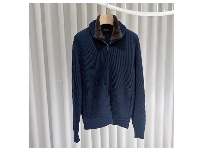Loro Piana Cashmere Blouson Zip Jacke in Navy (Größe - Ansicht 3