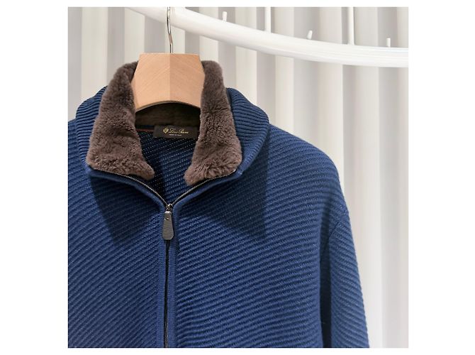 Loro Piana Cashmere Blouson Zip Jacke in Navy (Größe - Ansicht 4