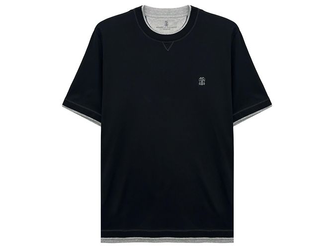 Brunello Cucinelli T-Shirt mit kurzen Ärmeln im Layer-Look - Ansicht 7