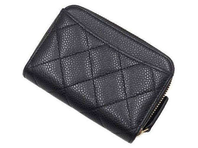 Chanel Klassischer Black Caviar Kartenhalter mit goldenem CC-Reißverschluss - vista 10
