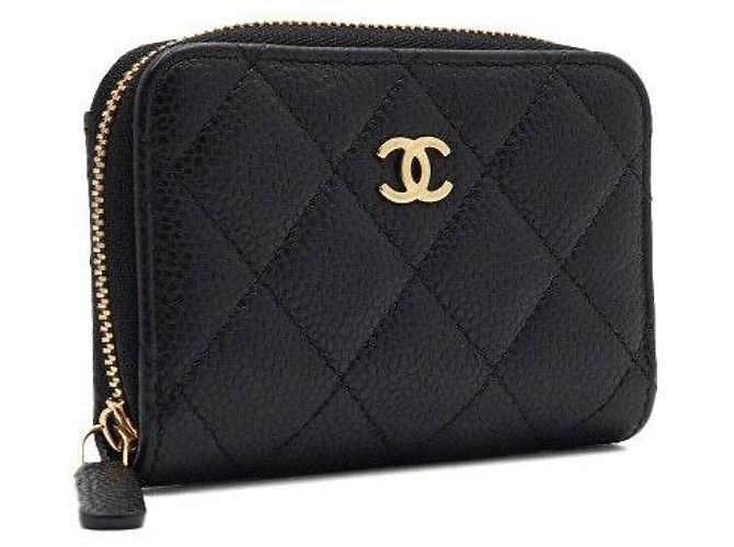 Chanel Klassischer Black Caviar Kartenhalter mit goldenem CC-Reißverschluss - vista 4