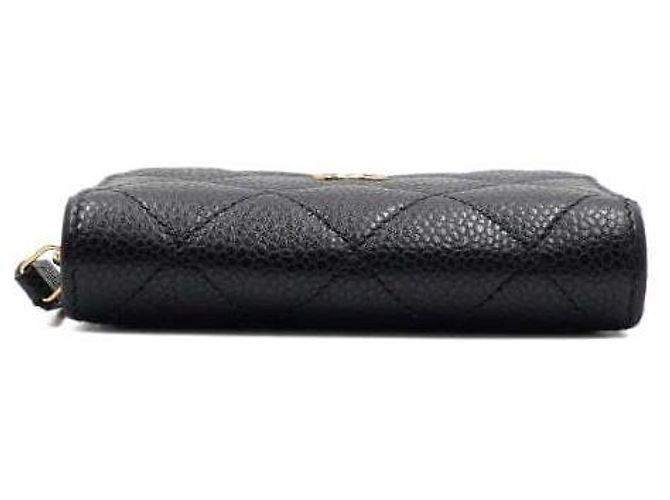 Chanel Klassischer Black Caviar Kartenhalter mit goldenem CC-Reißverschluss - vista 7