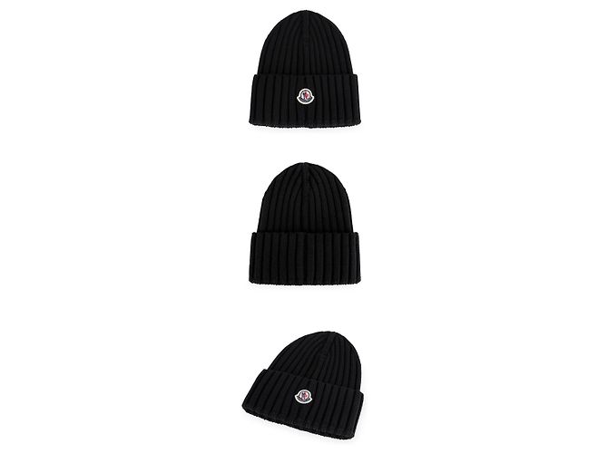 Moncler Strickbeanie mit Logo-Patch (Black) - Ansicht 3