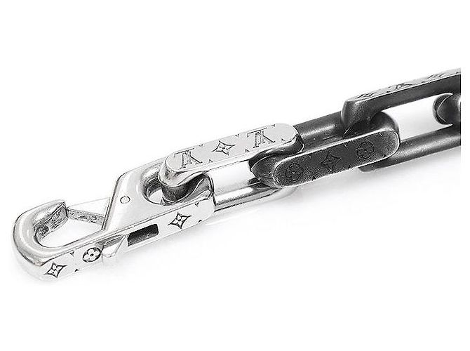 Louis Vuitton Bracciale a catena Monogram Silver Black Misura - vista 4