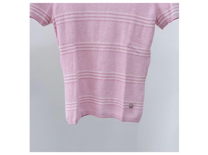 Chanel Kaschmir-Strick mit kurzen Ärmeln für Damen, Rosa - Ansicht 3