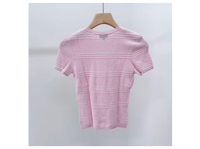 Chanel Kaschmir-Strick mit kurzen Ärmeln für Damen, Rosa - Ansicht 4