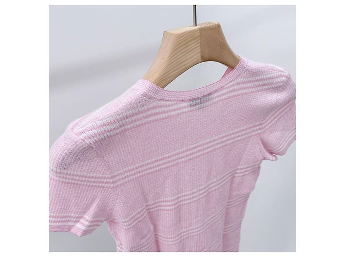 Chanel Kaschmir-Strick mit kurzen Ärmeln für Damen, Rosa - Ansicht 5