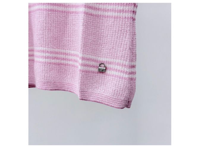 Chanel Kaschmir-Strick mit kurzen Ärmeln für Damen, Rosa - Ansicht 6