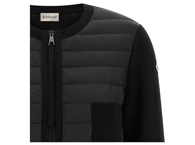 Moncler Gesteppter Woll-Cardigan mit Reißverschluss Schwarz - Ansicht 4