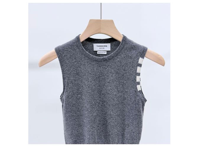 Thom Browne Chaleco de punto de cachemira para mujer Gris - vista 2