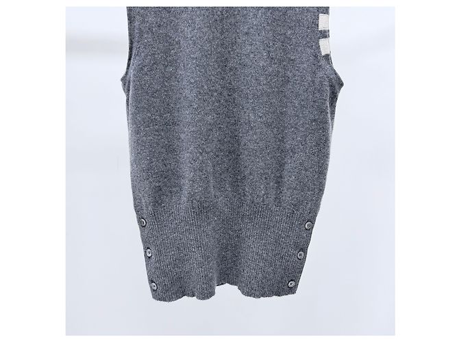Thom Browne Chaleco de punto de cachemira para mujer Gris - vista 3