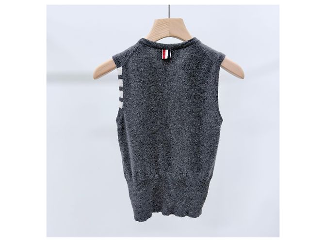 Thom Browne Chaleco de punto de cachemira para mujer Gris - vista 4