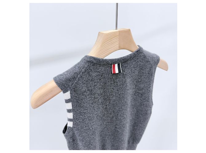 Thom Browne Chaleco de punto de cachemira para mujer Gris - vista 5