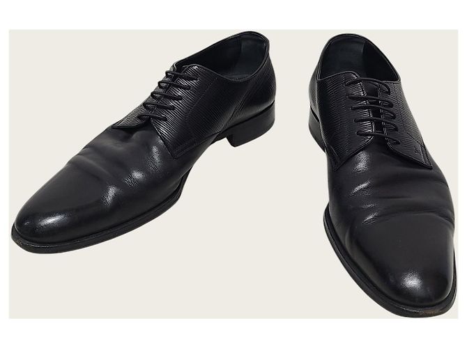Louis Vuitton Scarpe Derby stringate da uomo Wall Street in Epi nero - vista 3