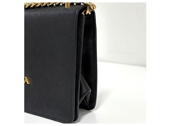 Prada Borsa a tracolla con catena in Saffiano Nera - vista 10