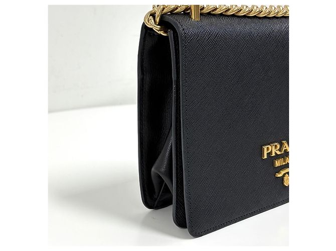 Prada Borsa a tracolla con catena in Saffiano Nera - vista 11