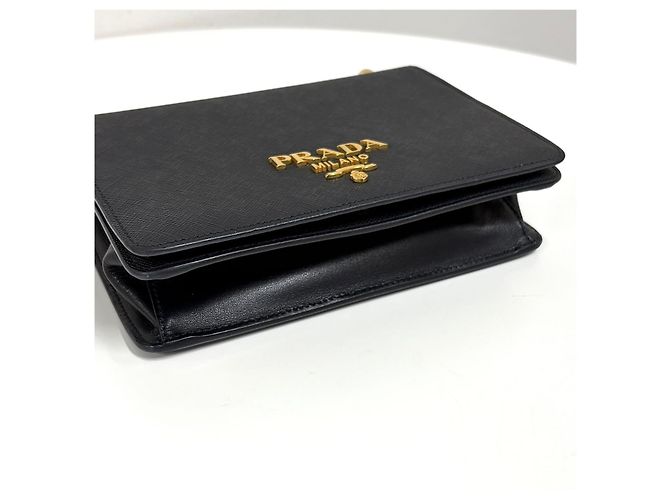 Prada Borsa a tracolla con catena in Saffiano Nera - vista 12