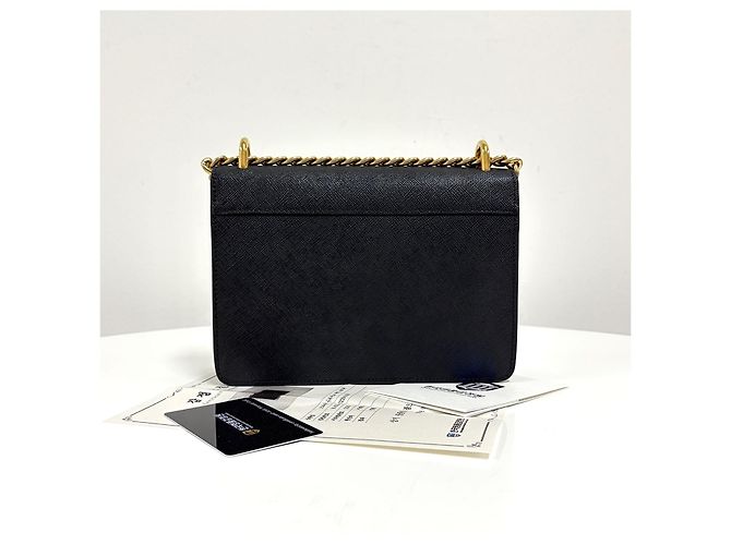 Prada Borsa a tracolla con catena in Saffiano Nera - vista 6