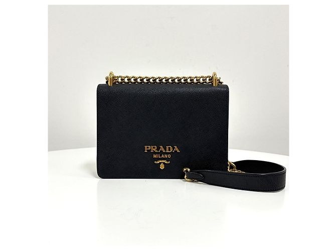 Prada Borsa a tracolla con catena in Saffiano Nera - vista 8