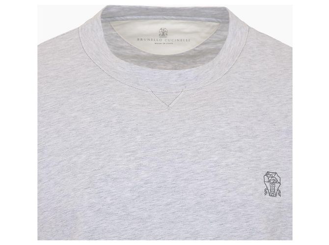 Brunello Cucinelli T-Shirt mit Rundhalsausschnitt und gesticktem Logo - Ansicht 4