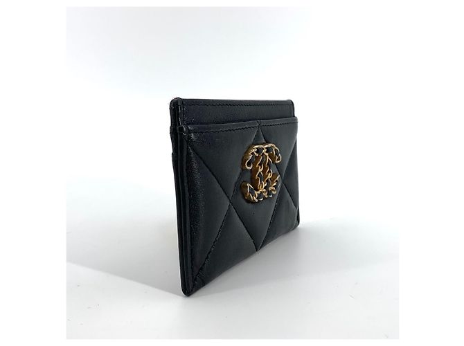 Chanel Tarjetero cartera de piel de cordero chapado en oro - vista 8