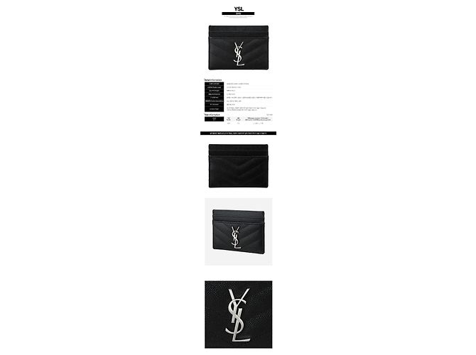 Autre Marque SAINT LAURENT Monogram Kartenetui Schwarz Silber - Ansicht 2