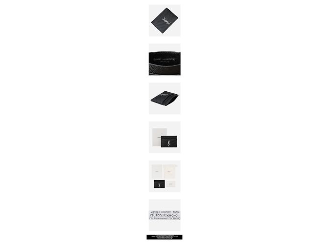 Autre Marque SAINT LAURENT Monogram Kartenetui Schwarz Silber - Ansicht 3
