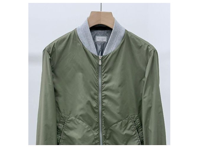 Brunello Cucinelli Nylon Bomber Jacke Olivengrün - Ansicht 2