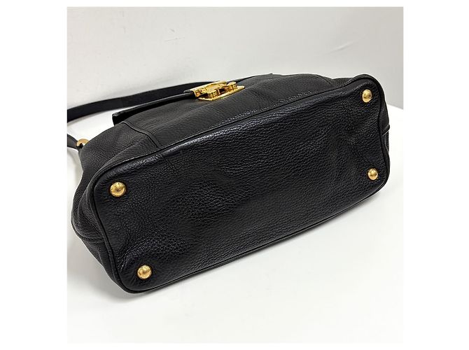 Miu Miu Vitello Phoenix Leder Schultertasche Schwarz - Ansicht 10