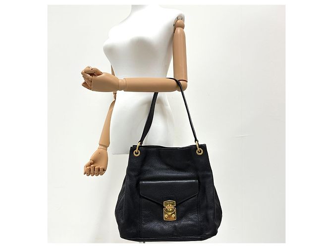 Miu Miu Vitello Phoenix Leder Schultertasche Schwarz - Ansicht 3