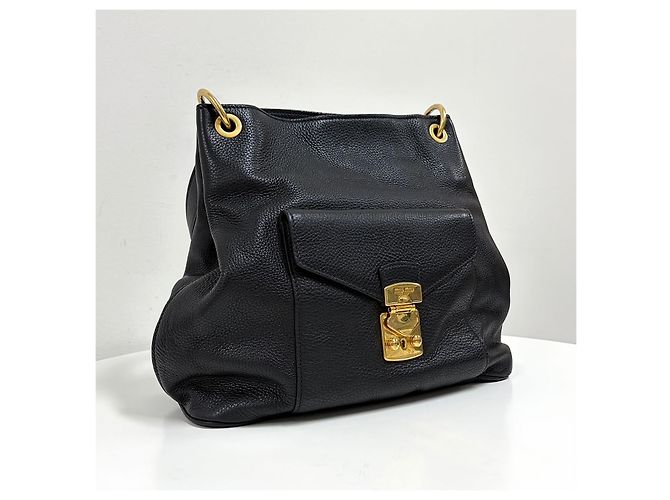 Miu Miu Vitello Phoenix Leder Schultertasche Schwarz - Ansicht 4