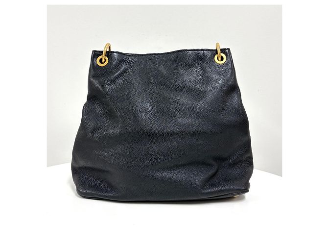 Miu Miu Vitello Phoenix Leder Schultertasche Schwarz - Ansicht 5