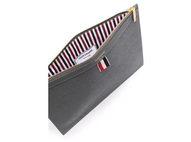 Thom Browne Portadocumenti piccolo in pelle Pebble Grain - vista 6