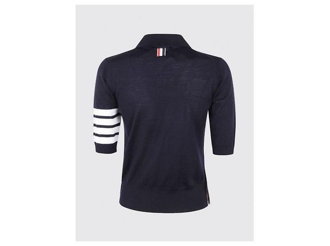 Polo Relaxed 4-Bar de lana Thom Browne Azul Marino - vista 6